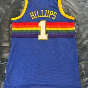 Vibrant Blue Basketball Jersey with Rainbow Stripes